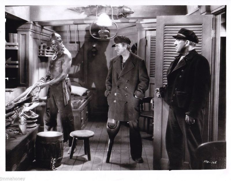 John Barrymore, Noble Johnson and Walter Long in a production still for “Moby Dick”