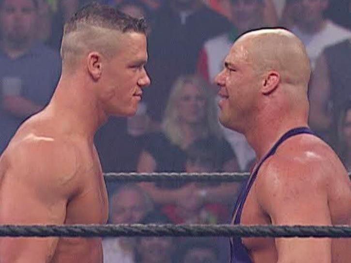John Cena against Kurt Angle in 2002