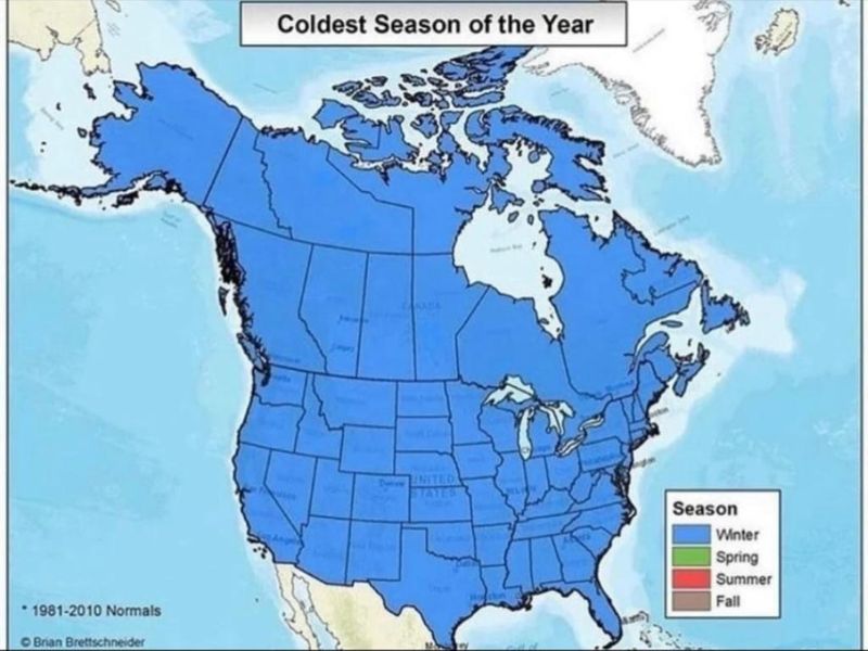 Joke map of winter in the U.S.
