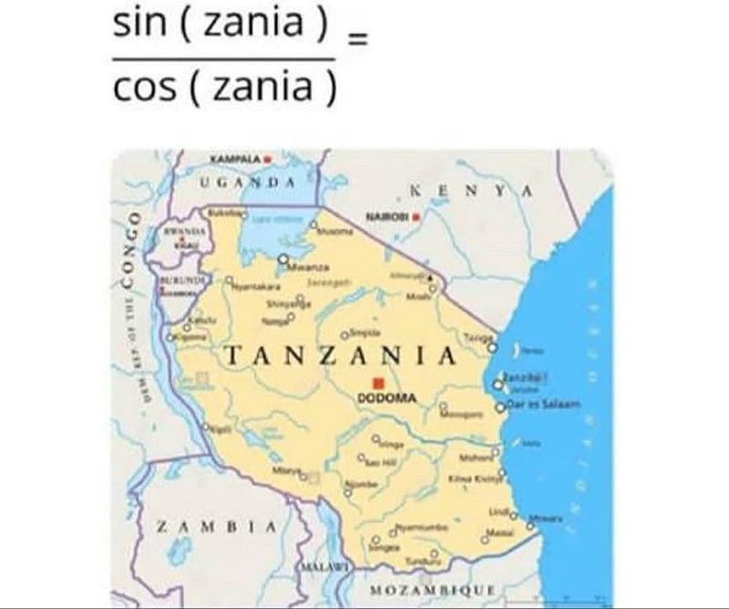 Joke math map of Tanzania