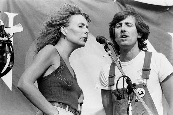 Joni Mitchell and Graham Nash onstage in 1970