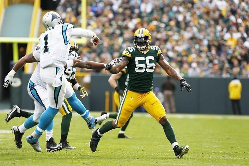 Julius Peppers playing for the Green Bay Packers