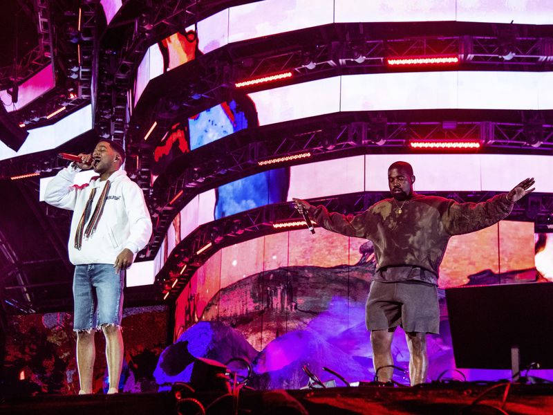Kanye West and Kid Cudi perform at Coachella