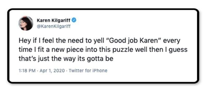 Karen Gilgariff's tweet about self-talk