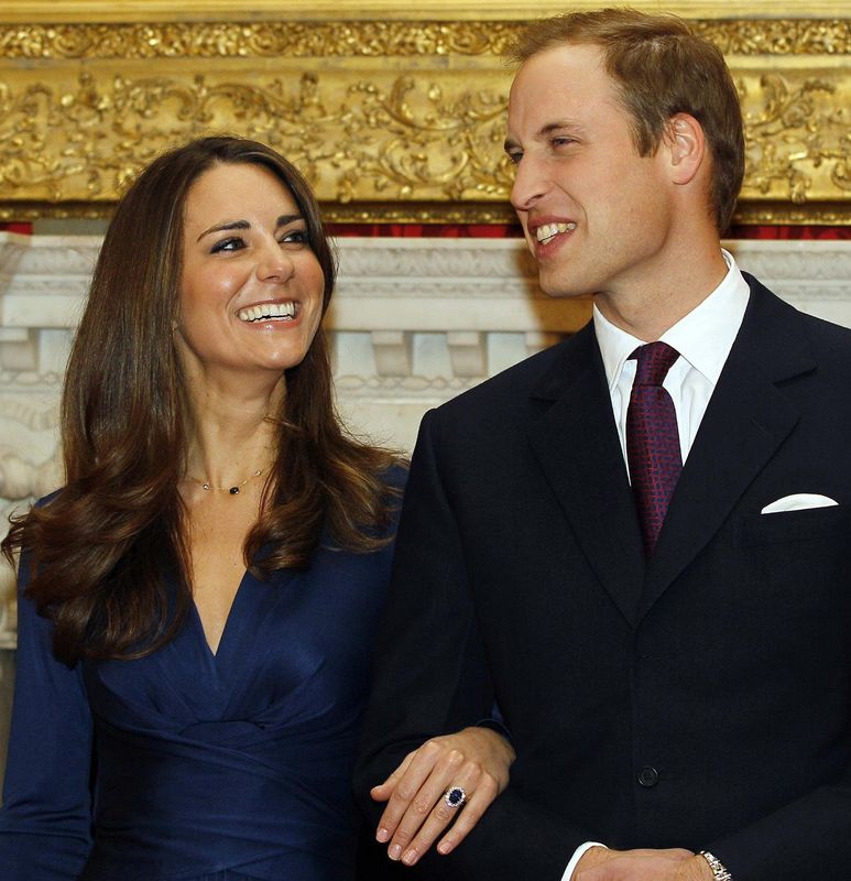 Kate Middleton and Prince William after announcing their engagement in 2010