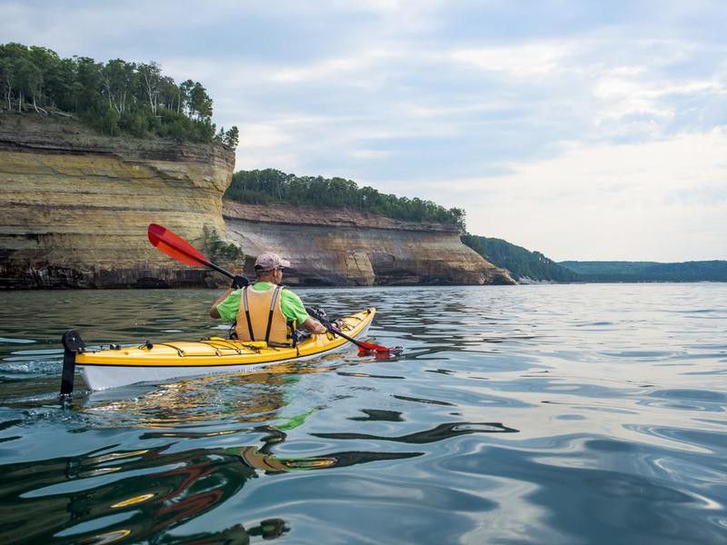 Kayaker in National Lakeshore, Wisconsin
