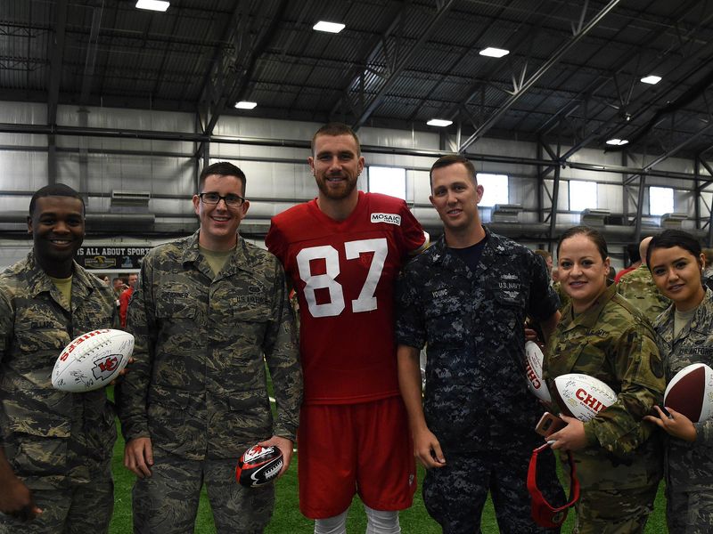 Kelce with service members
