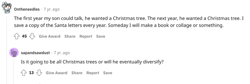 Kid asking for a Christmas tree every year