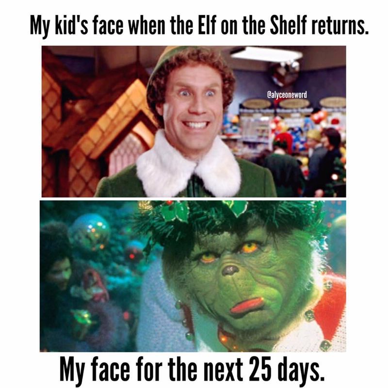 Kid excited for Elf on the Shelf meme
