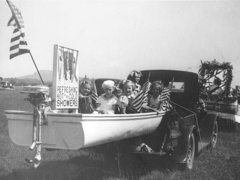 Kids in boat for Fourth of July