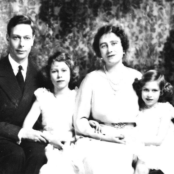 FILE - In this 1937 file photo, Britain's King George VI and Queen Elizabeth, pose for a family portrait with their two daughters, Princess Elizabeth, center, and Princess Margaret. Queen Elizabeth II, Britain’s longest-reigning monarch and a symbol of stability across much of a turbulent century, has died on Thursday, Sept, 8, 2022. She was 96. (AP Photo, File)