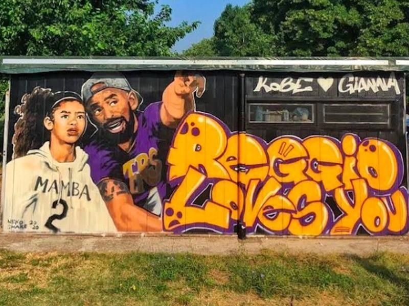 Kobe Bryant and Gianna Bryant mural in Italy