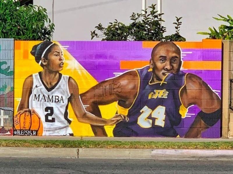Kobe Bryant and Gianna Bryant mural in Santa Ana