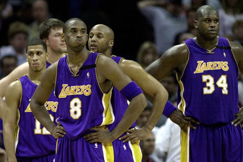 Kobe Bryant, Shaquille O'Neal and Lakers teammates