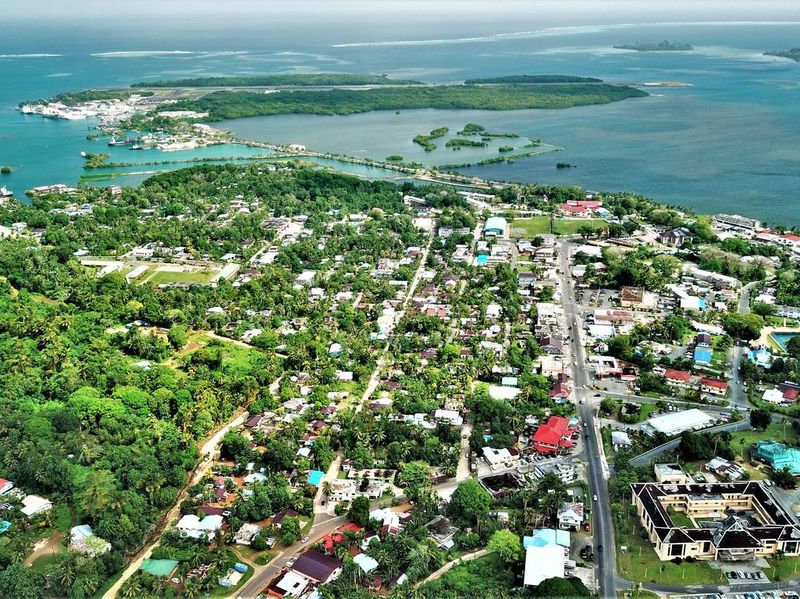 Kolonia town aerial view in Pohnpei, Micronesia