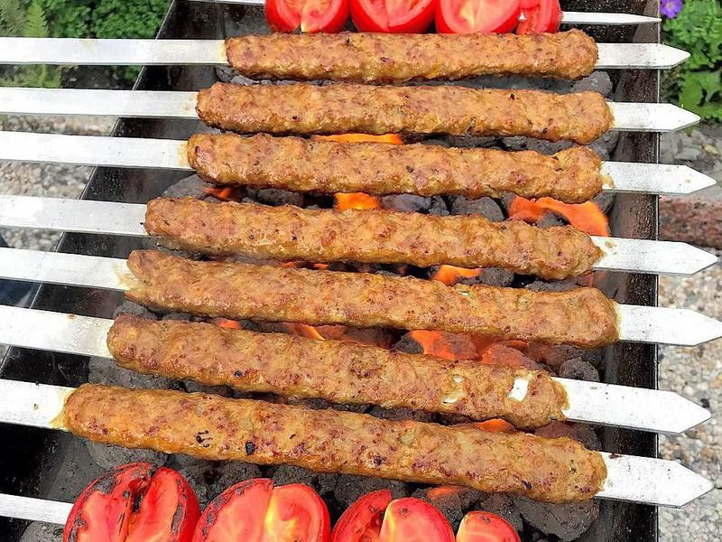 Koobideh kebab on the grill