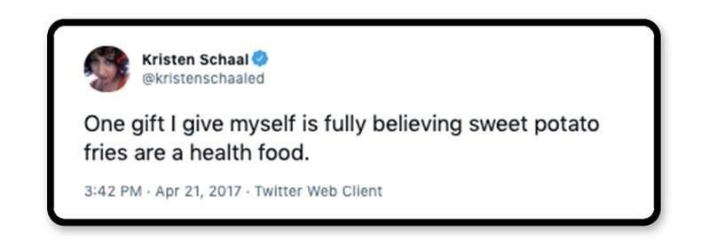 Kristen Schaal's tweet about sweet potatoes
