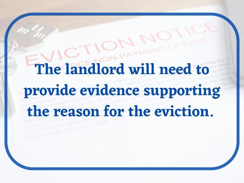 Landlord needs to provide evidence for eviction