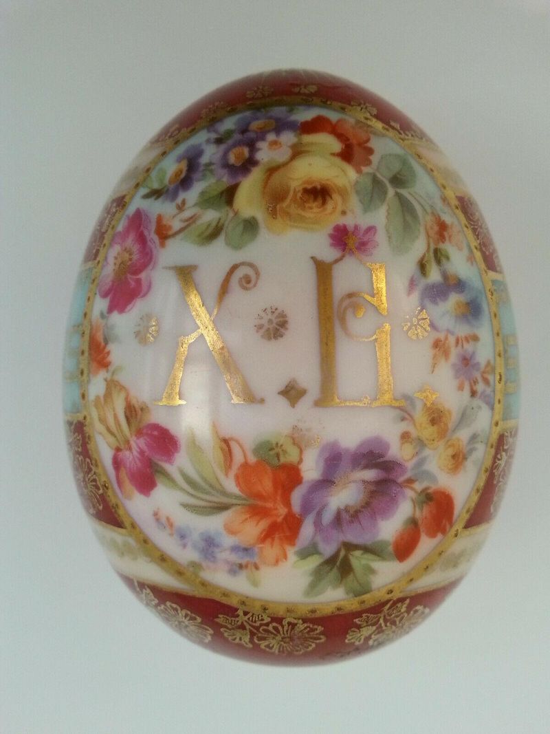 Large 1900 Imperial Russian Porcelain Easter Egg