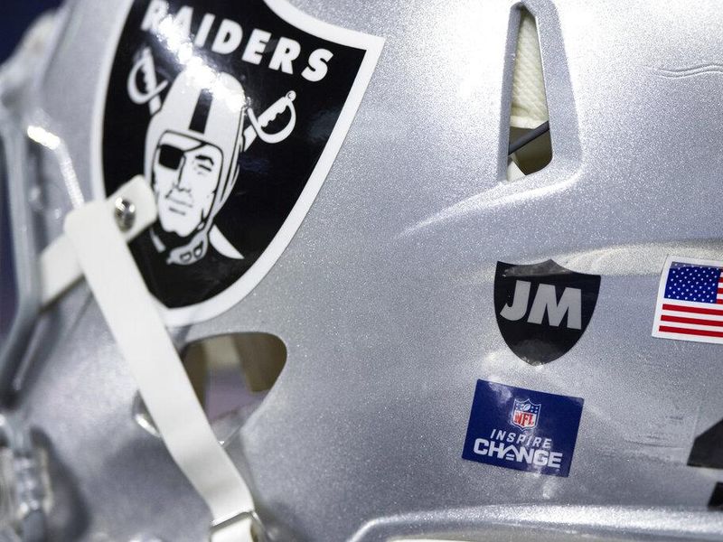 Las Vegas Raiders logo on helmet