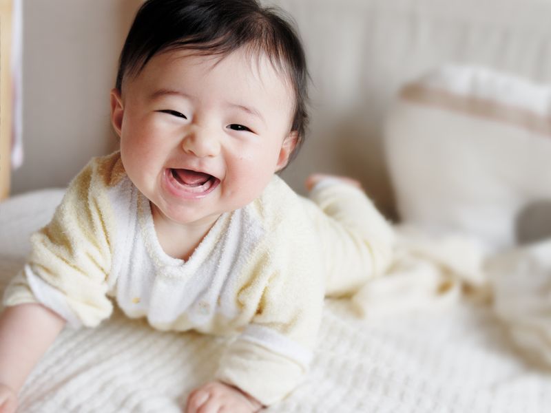 Laughing Japanese baby boy