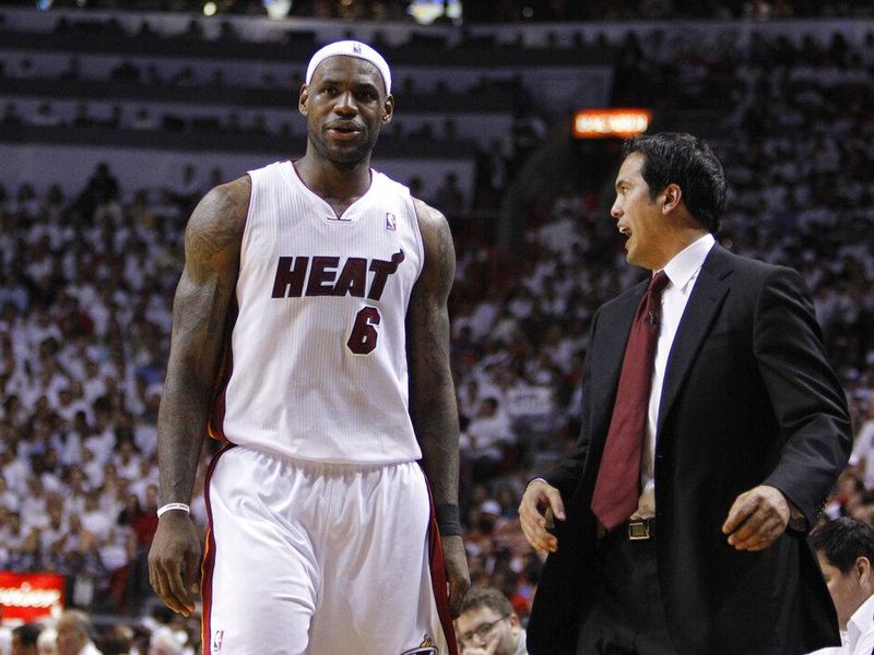 LeBron James and Miami Heat head coach Erik Spoelstra