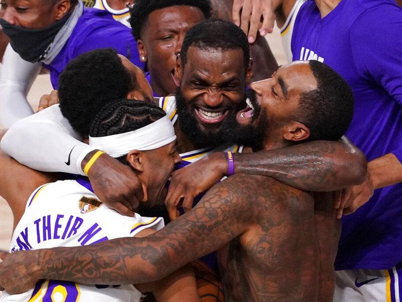 LeBron James celebrates winning 2020 NBA championship with Lakers