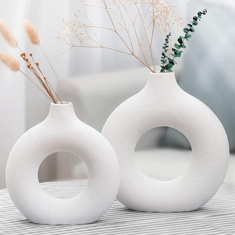 Leicofay Ceramic Hollow Donut Vase