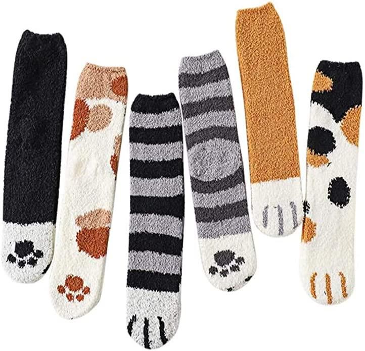 Loritta 6 Pairs Womens Fuzzy Cat Socks