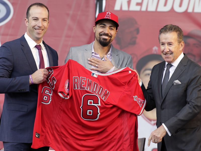 Los Angeles Angels baseball team owner Arte Moreno with Anthony Rendon