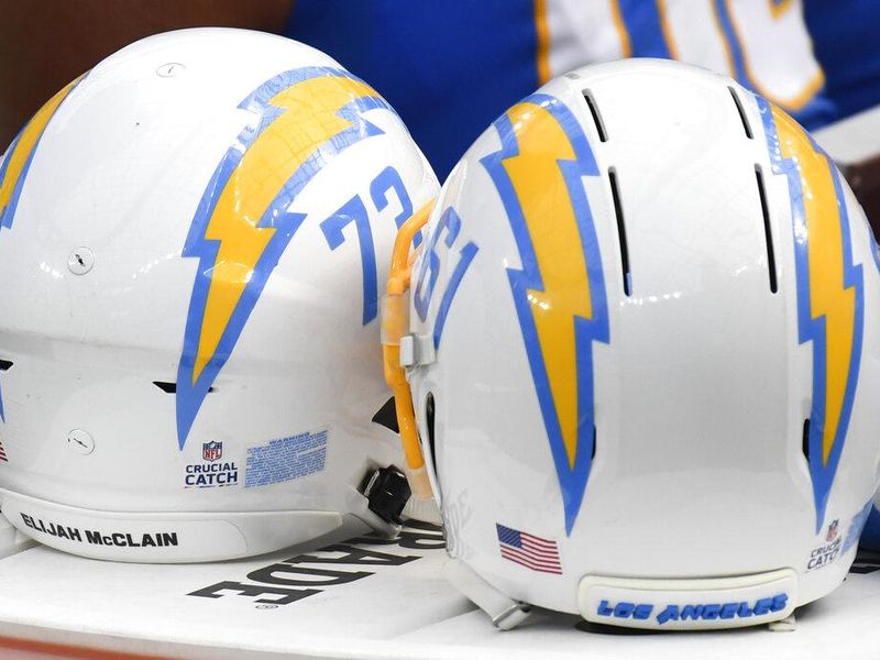 Los Angeles Chargers logo on helmets