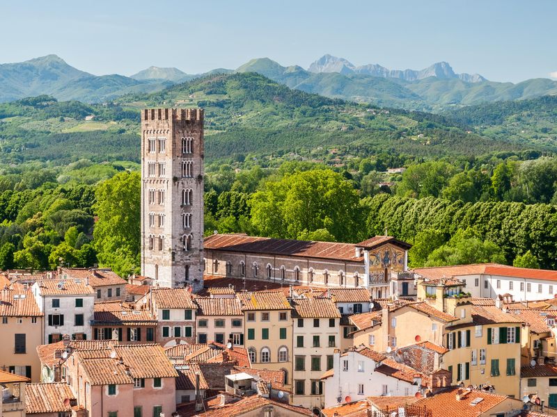 Lucca in Tuscany, Italy, during a sunny afternoon