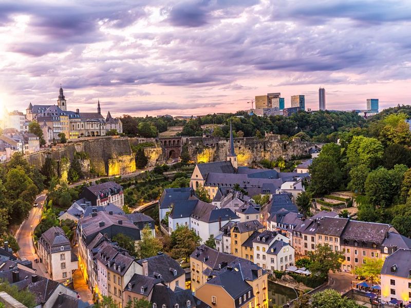Luxembourg Kirchberg at sunset