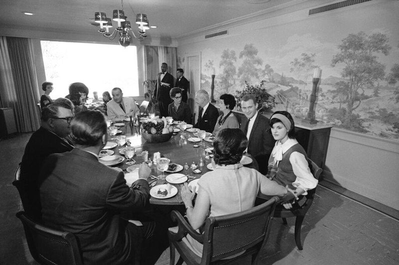 Lyndon B. Johnson with his family at Thanksgiving