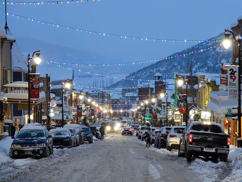 Main street in downtown Park City in winter