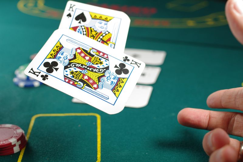 Man playing cards in casino