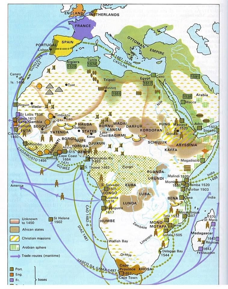 Map of Africa in the 15th to 17th centuries