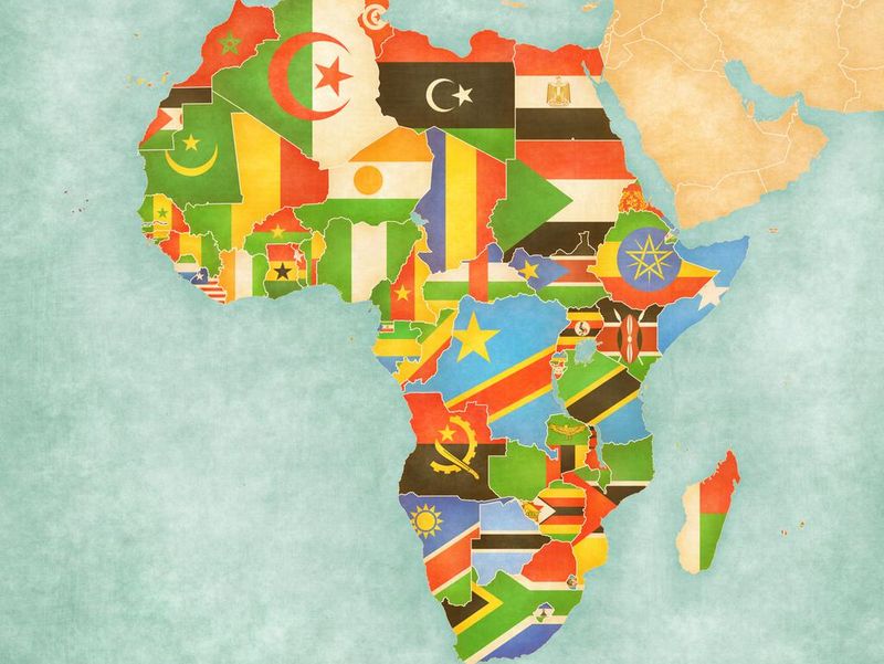 Map of African flags