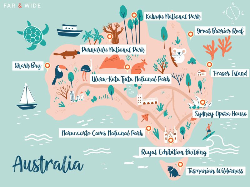 Map of australia's world heritage sites