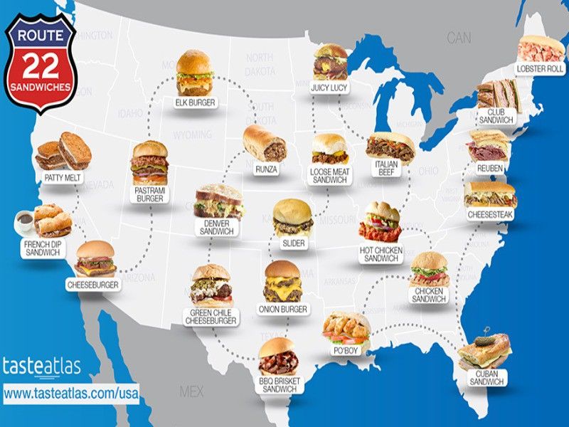 Map of best sandwiches in America