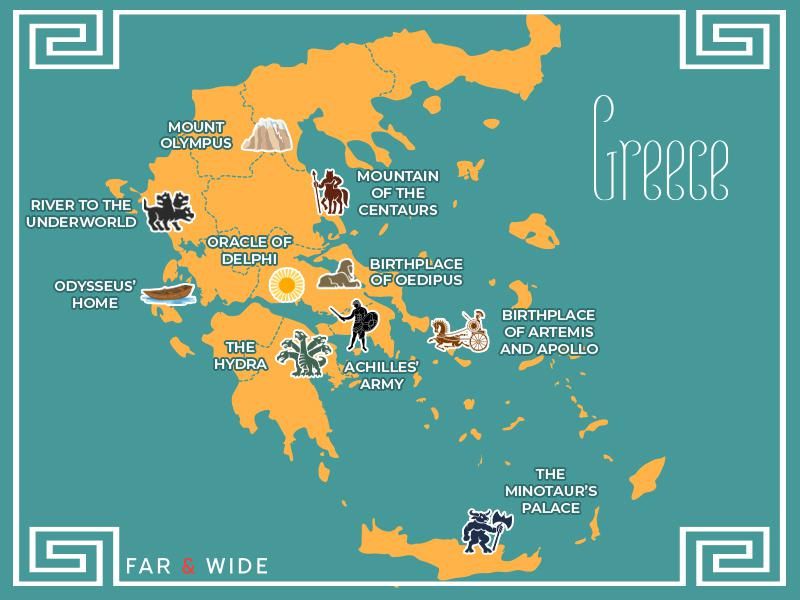 Map of Greek myths