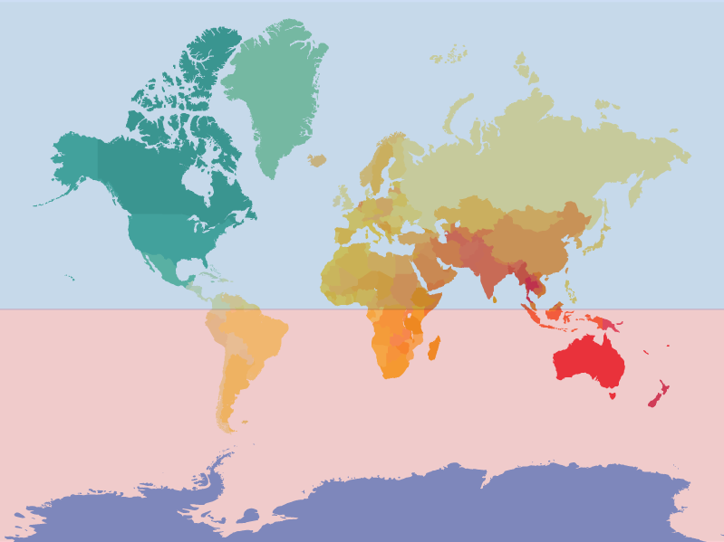 Map of hemispheres