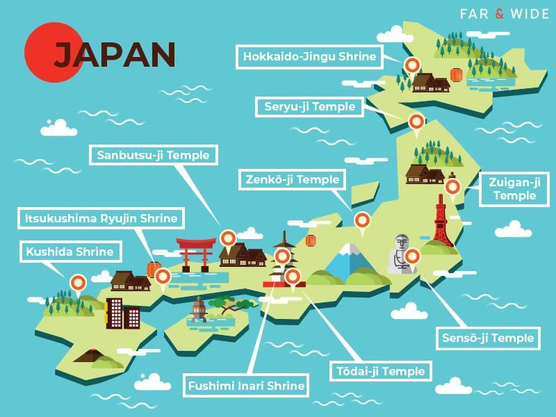 map of Japan temples