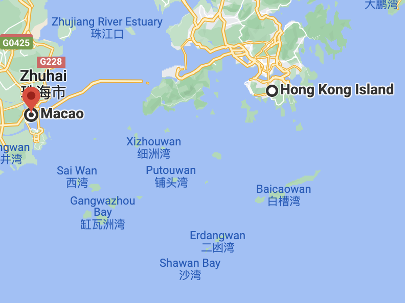 Map of Macao and Hong Kong