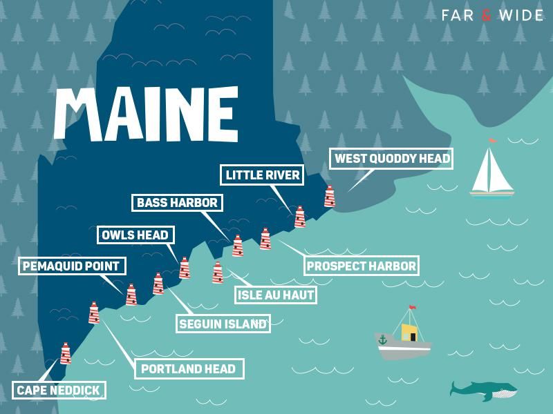 Map of Maine lighthouses