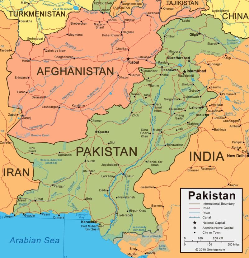 Map of Pakistan and Afghanistan