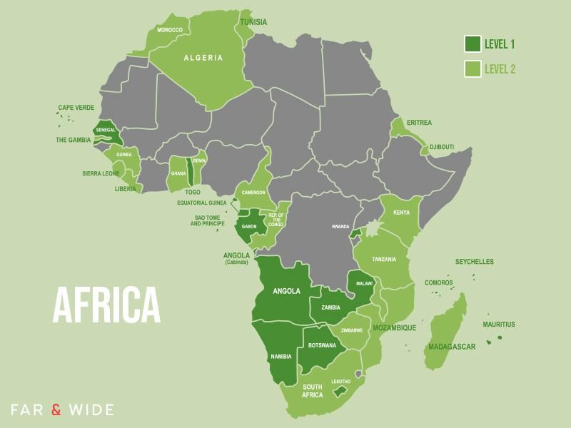 Map of safe African countries