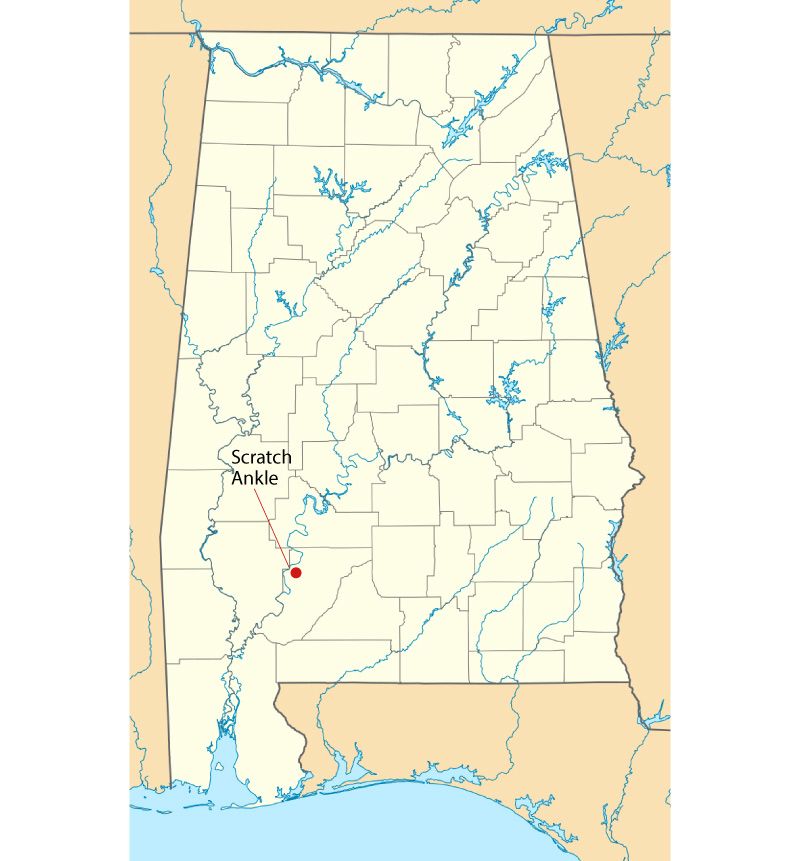 Map of Scratch Ankle, Alabama