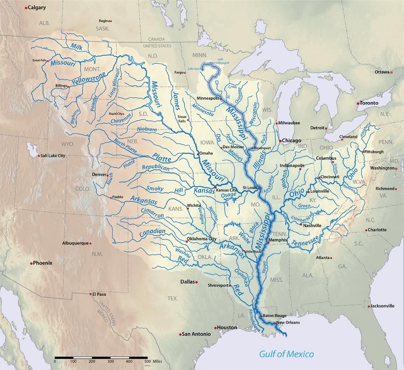 Map of the Mississippi River Basin