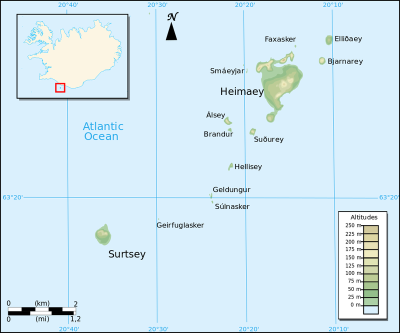 Map of Vestmannaeyjar archipelago